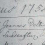Záznam z matriky zomrelých, rok 1754