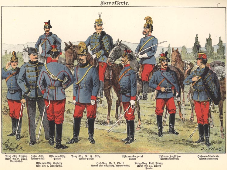 Jazda rakúsko-uhorskej armády koncom 19. storočia.