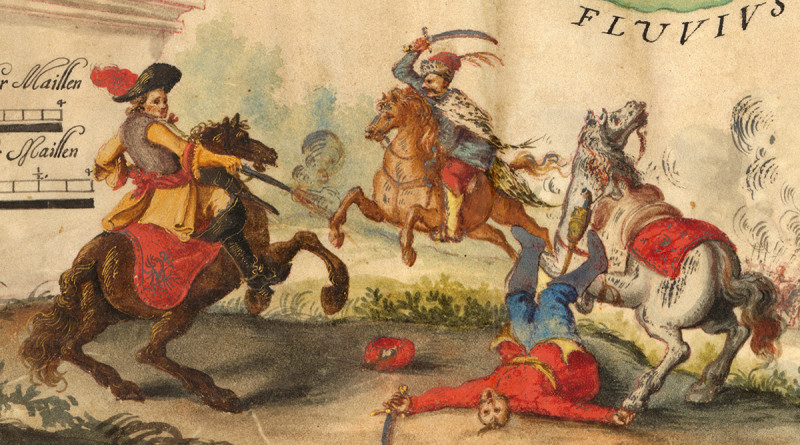 Kuruckí vojaci (povstalecký vojak) v boji s labancami (vojská habsburskej monarchie).